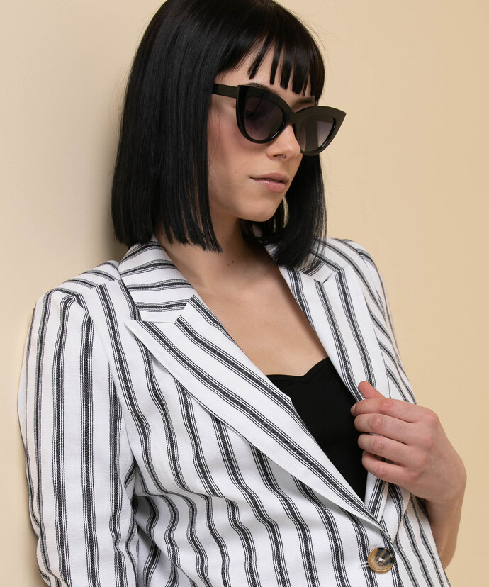 Striped Linen Blazer Image 5
