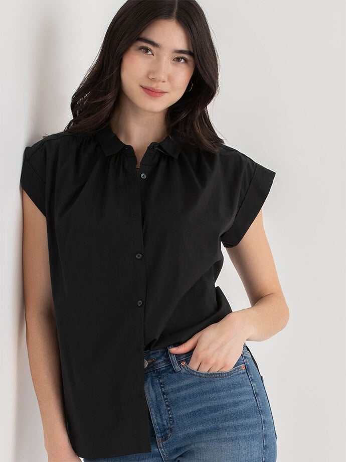 Relaxed Fit Button Up Blouse Image 1