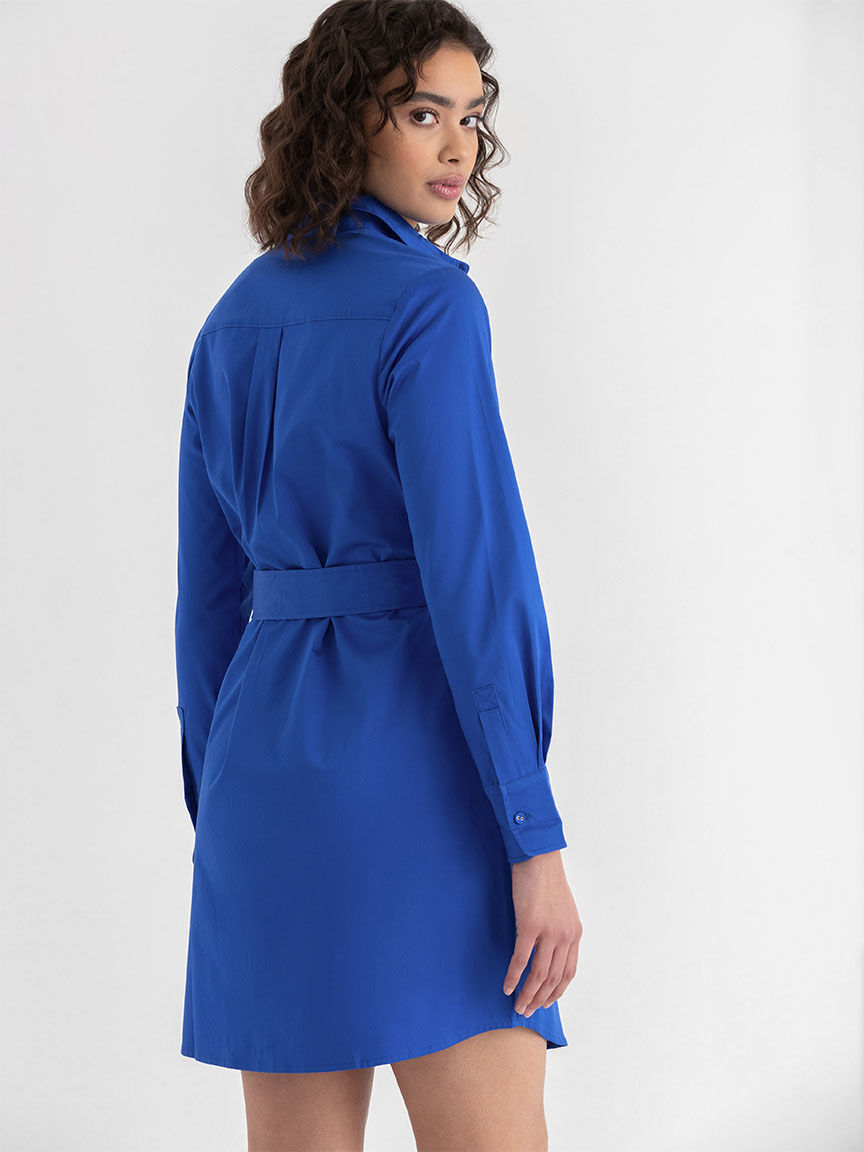 Blue shirt dress with belt shop