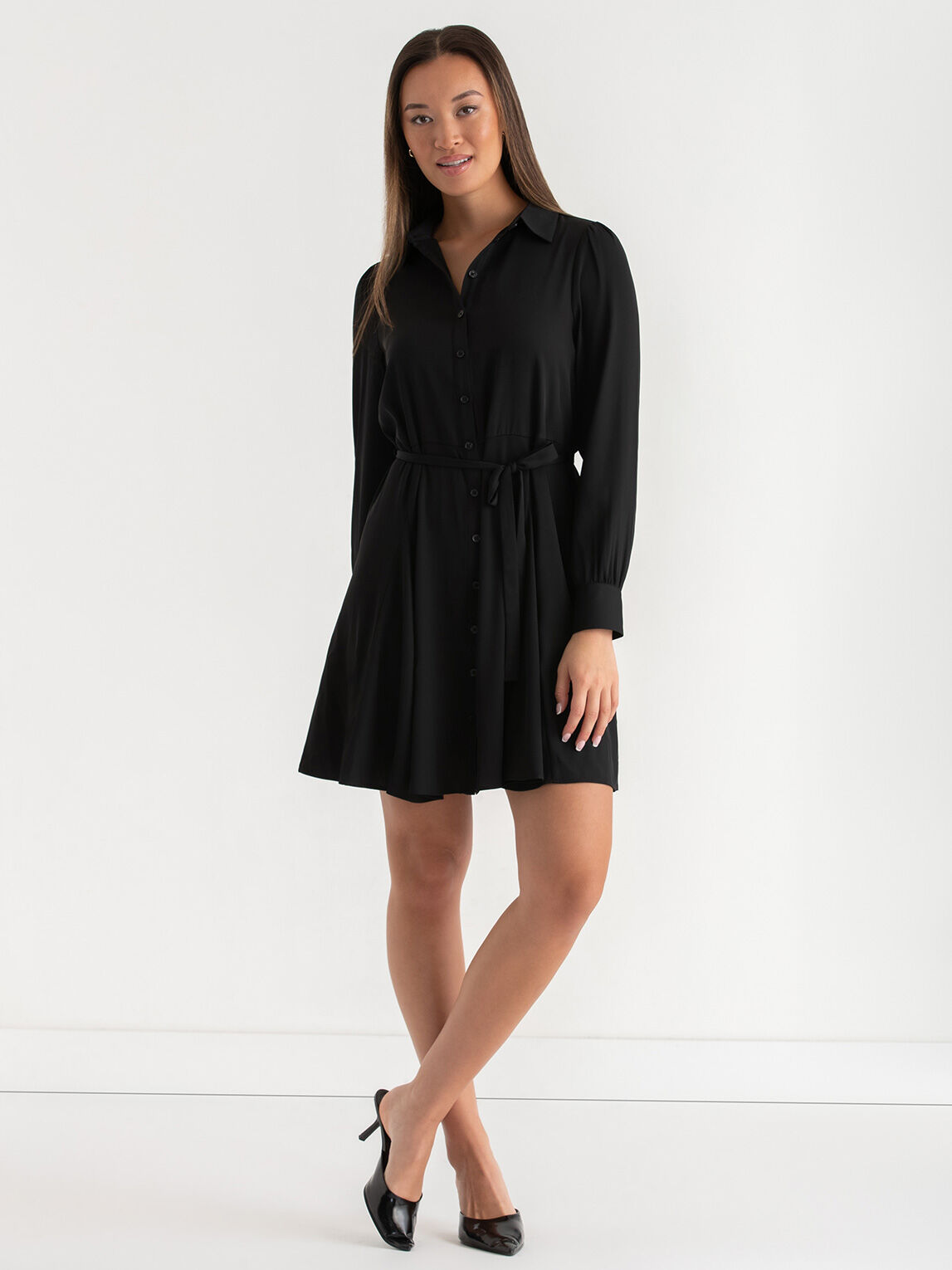 Tie front button down 2025 dress