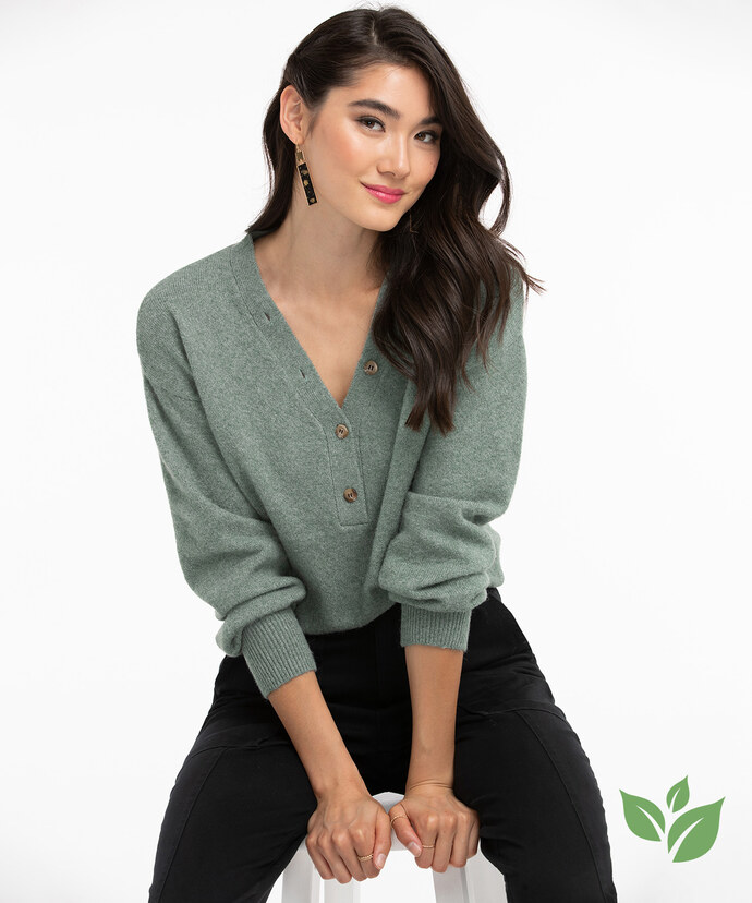 Eco-Friendly Henley Sweater Image 1