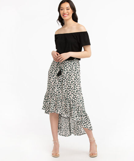 High-Low Boho Skirt, Ditsy Floral
