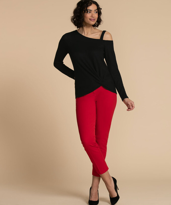 Knotted Hem Top with Cut-Out Shoulder Detail Image 3