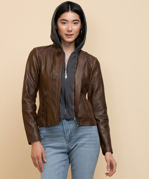 Faux Leather Jacket by Sebby Collection