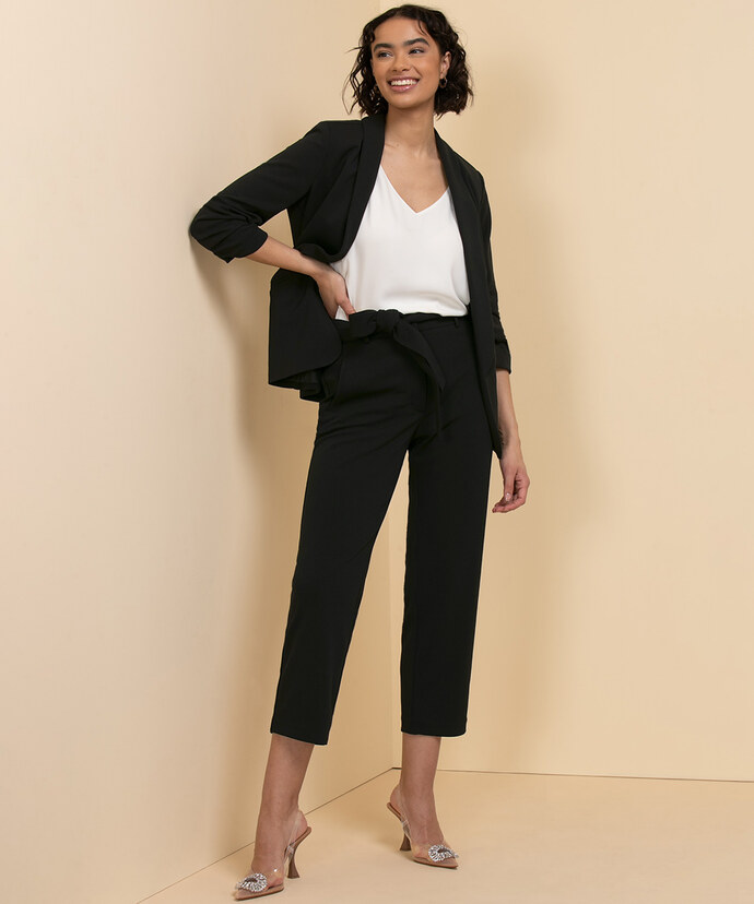 Belted Straight Crop Pant in Scuba Crepe Image 1