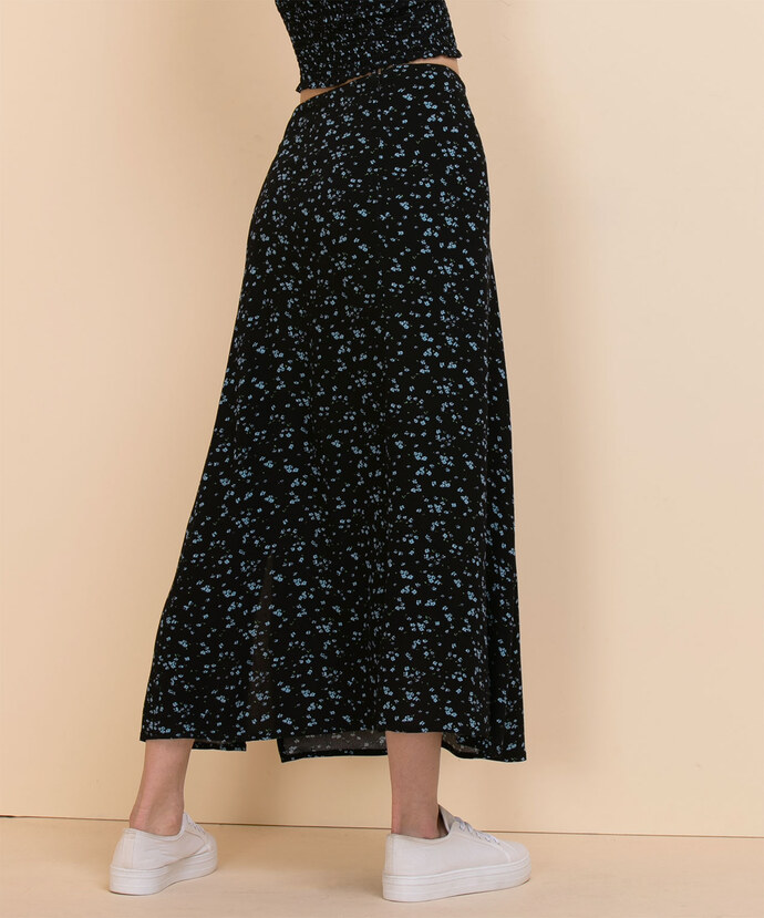 Thigh Slit Midi Skirt with Buttons Image 5