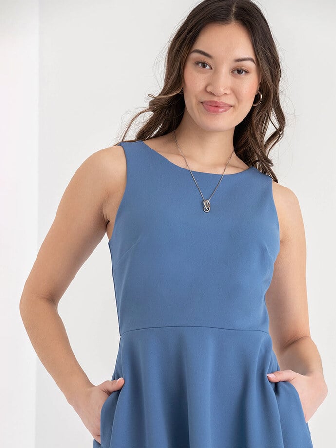 Iconic Crepe Fit 'N Flare Dress with Pockets Image 3