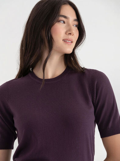 Cashmere Blend Crew Neck Sweater, Plum Perfect Cashmere Blend Crew Neck Sweater, Plum Perfect