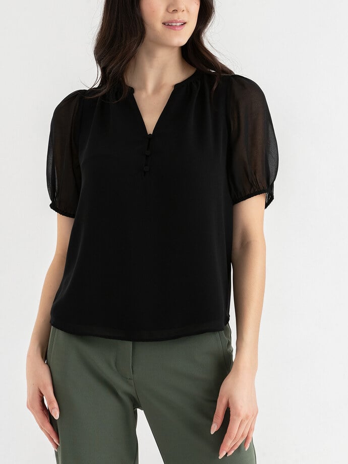 Short Sleeve Blouse with Buttons Image 6