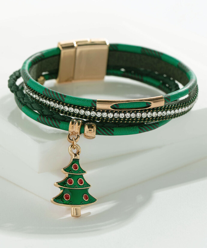 Green Plaid Snap Bracelet Image 1