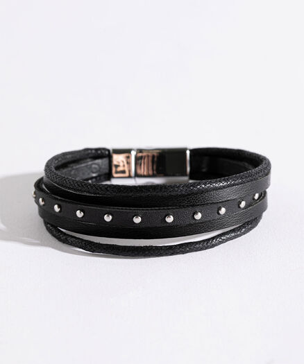 Studded Snap Bracelet, Black
