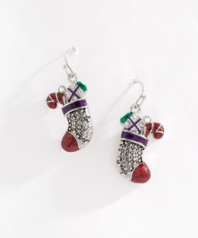 Silver Stocking Earring Image 2