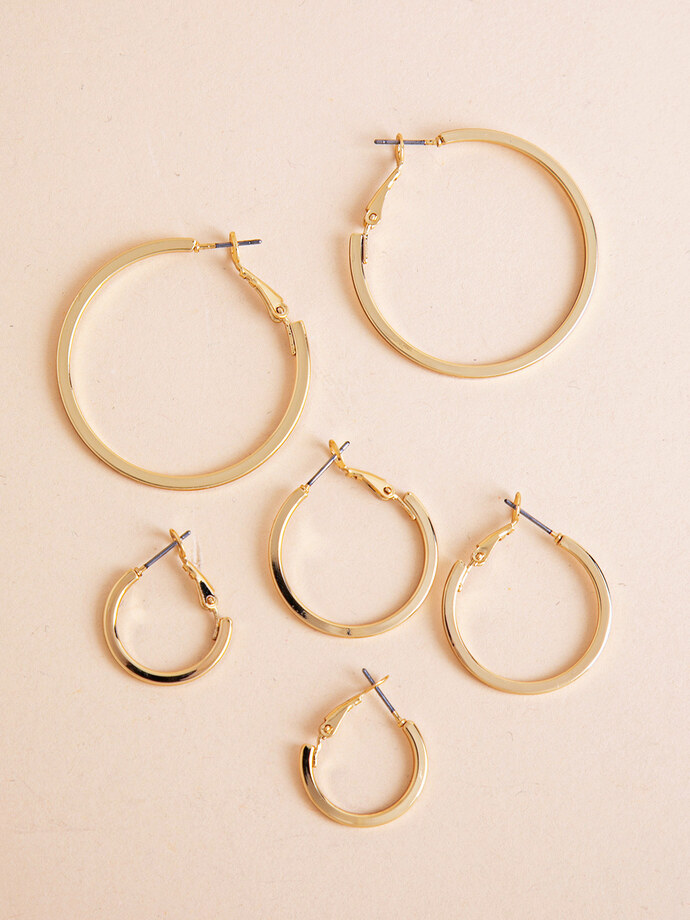 Trio Pack of Classic 14K Gold Hoops Image 2