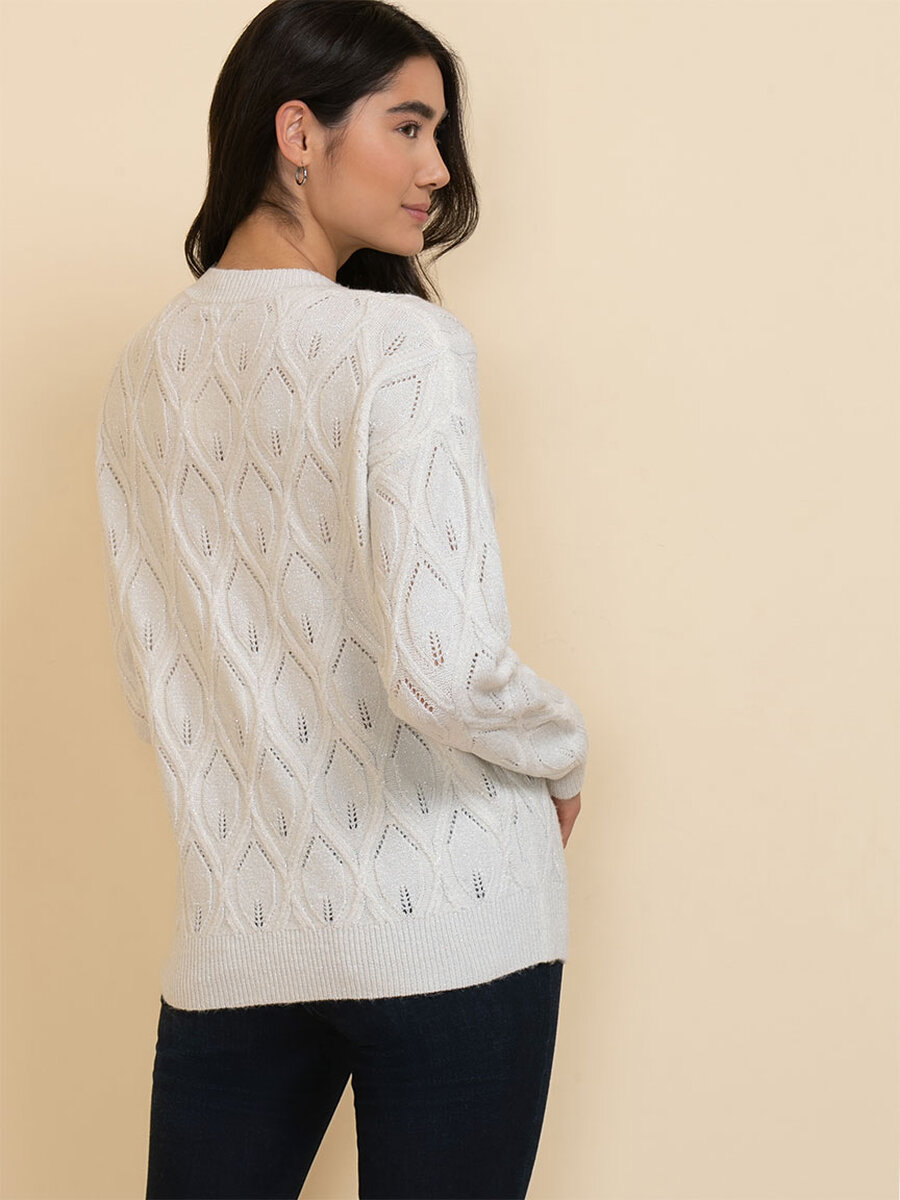 Pointelle Shimmer Pullover Sweater