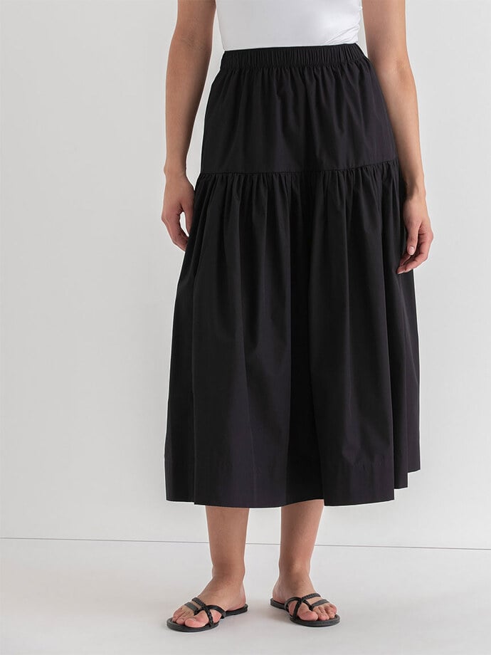 Tiered Poplin Midi Skirt Image 2