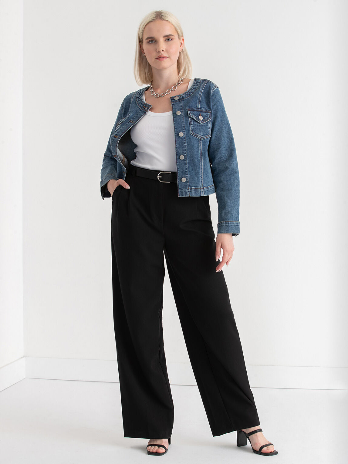 Black jean jacket and pants top