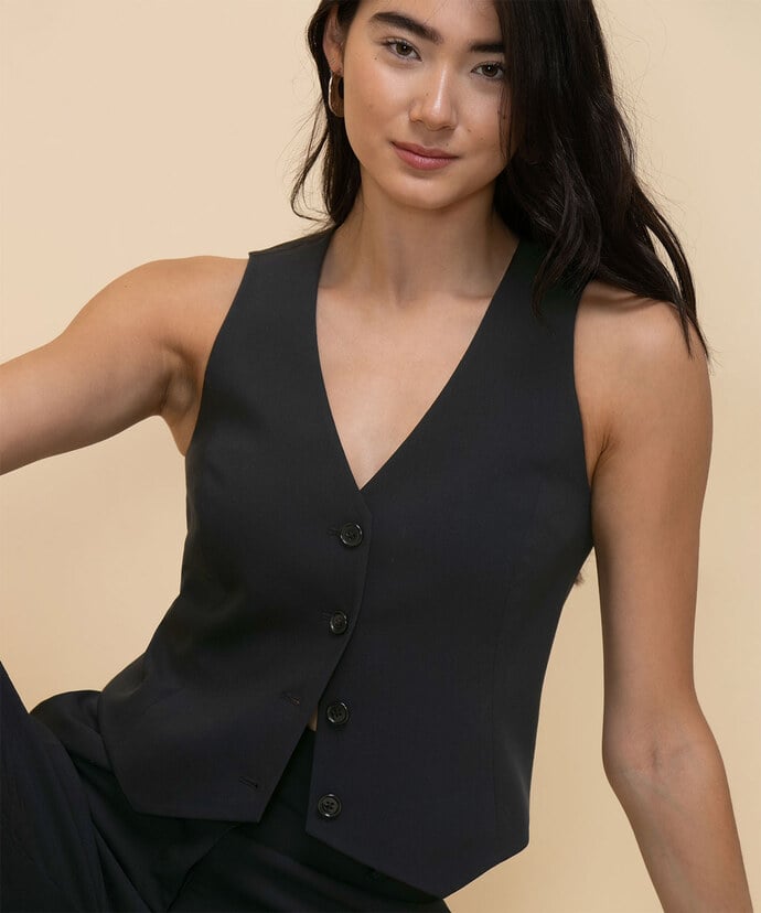 Button Up Fitted Vest in Luxe Tailored Image 1
