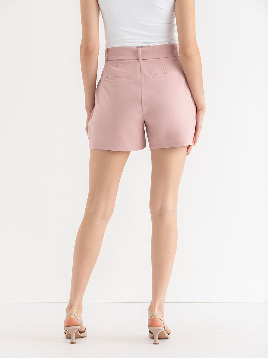 Belted Short in Scuba Crepe