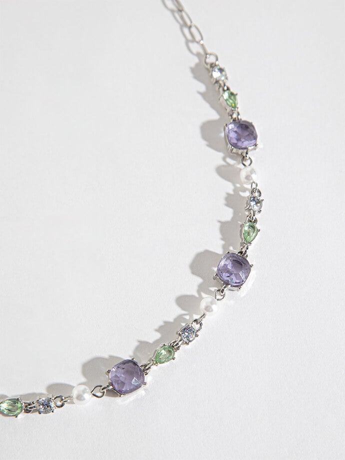 Dainty Gem and Pearl Statement Necklace Image 2