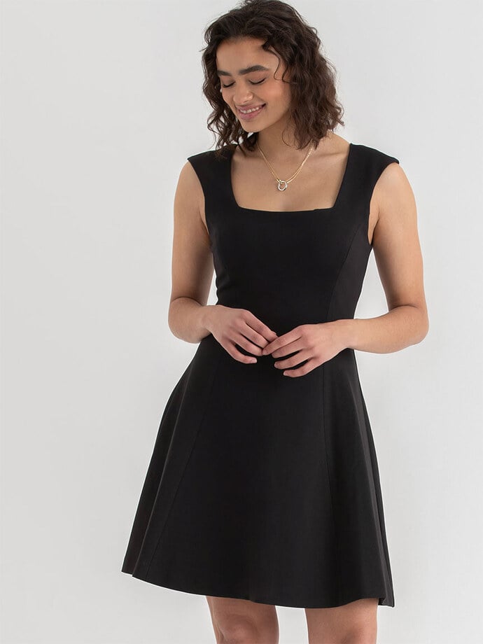 Luxe Ponte Square Neck Fit & Flare Dress Image 5