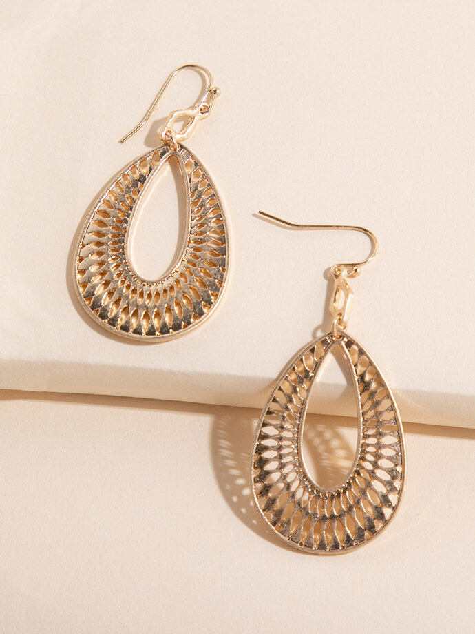 Gold Teardrop Design Earrings Image 1
