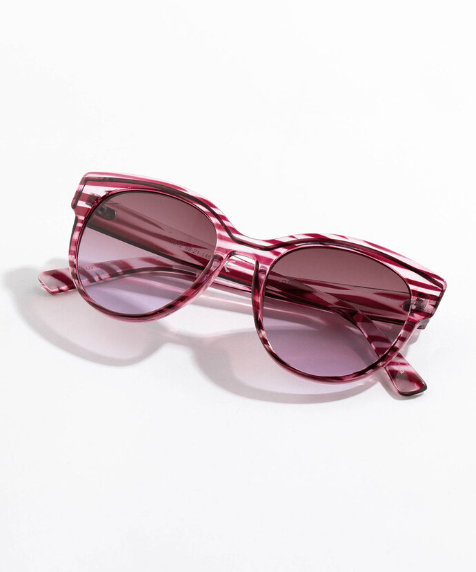 Translucent Pink Striped Sunglasses Image 2