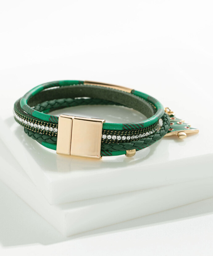 Green Plaid Snap Bracelet Image 2