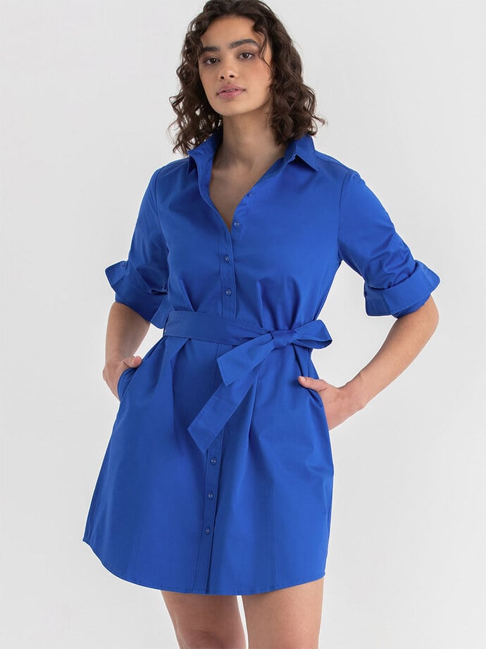 Roll Sleeve Shirtdress with Belt Image 4