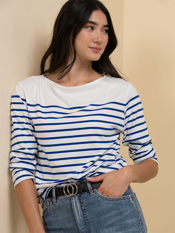 Long Sleeve Boat-Neck Top Image 1