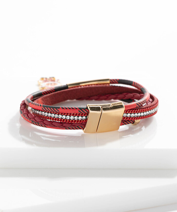 Red Plaid Snap Bracelet Image 2