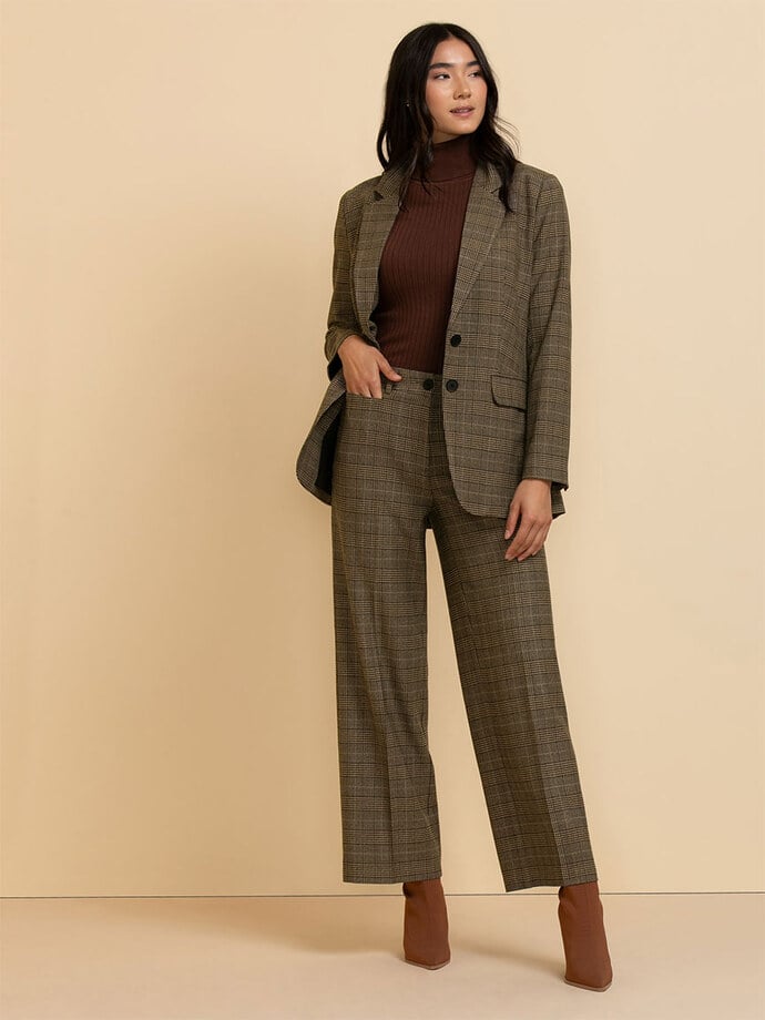 Relaxed Double Button Plaid Blazer Image 3