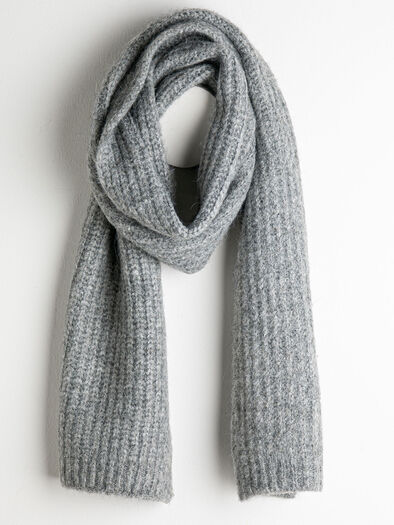 Alpaca Wool-Blend Knit Scarf, Grey