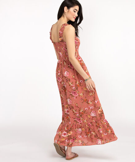 AIR Square Neck Maxi Dress, Tea Rose Floral Print
