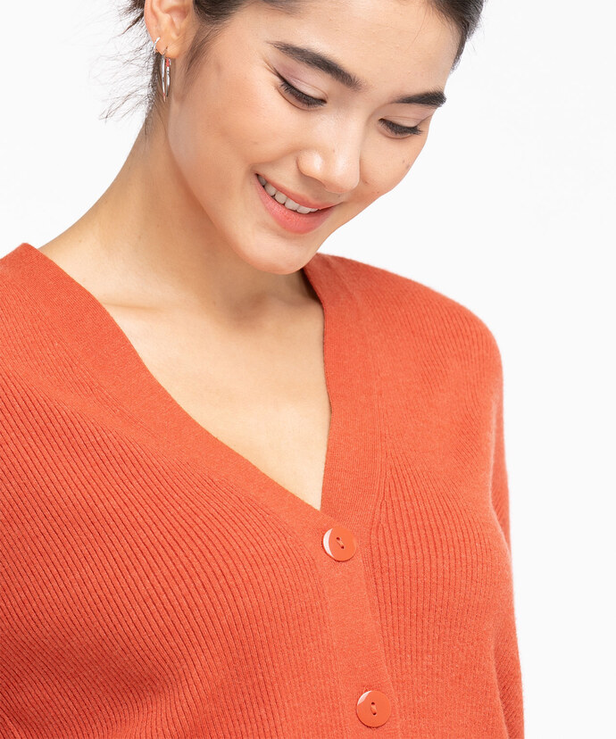 EcoVero™ Ribbed Button Front Cardigan Image 4