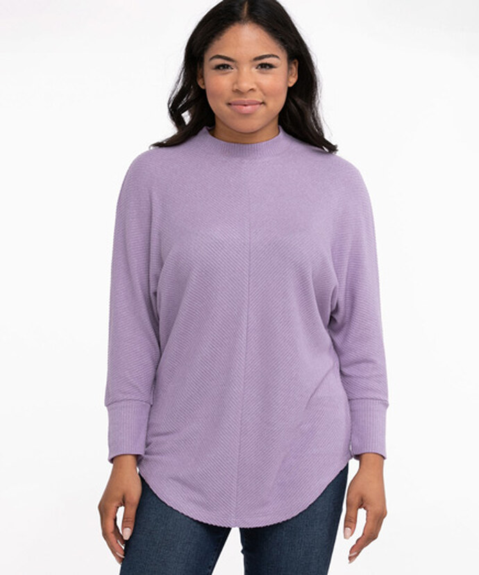 Ribbed Mock Neck Tunic Top Image 1