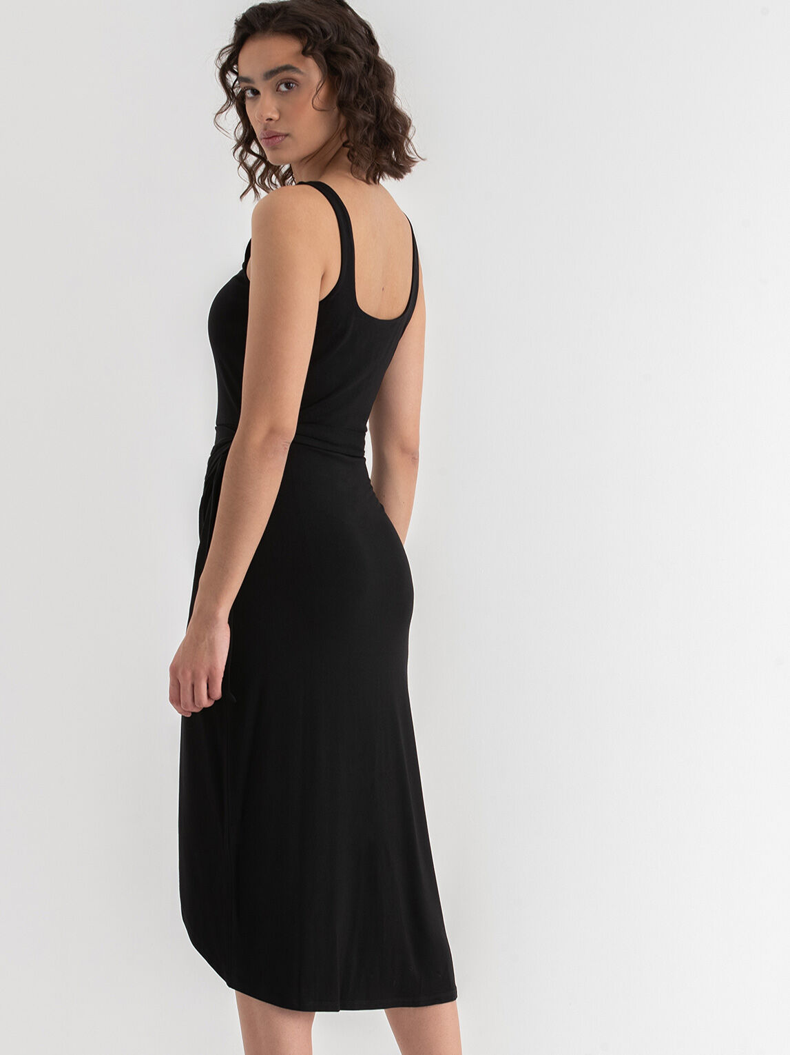 Black side tie dress outlet