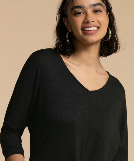 BB Collection Twist Front Knit Top, Black