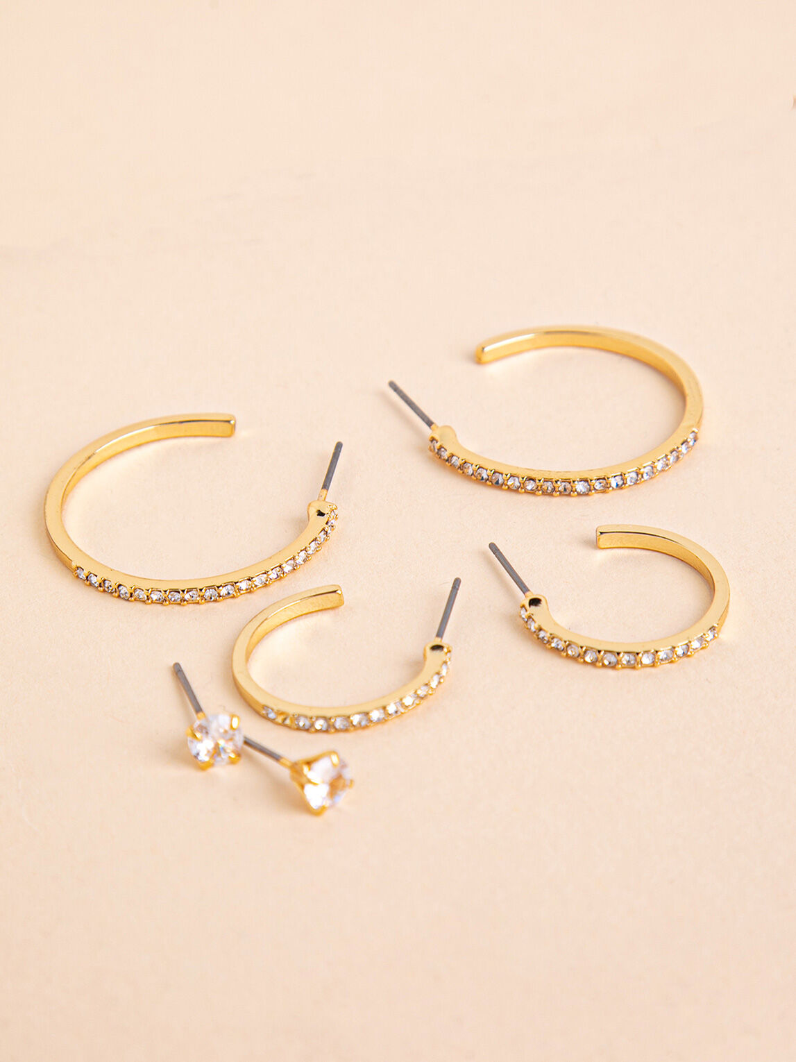 Gold pave hoop earrings deals
