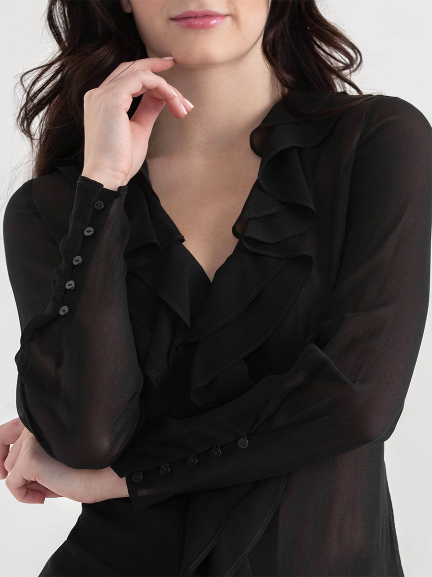 Long ruffle blouse shop