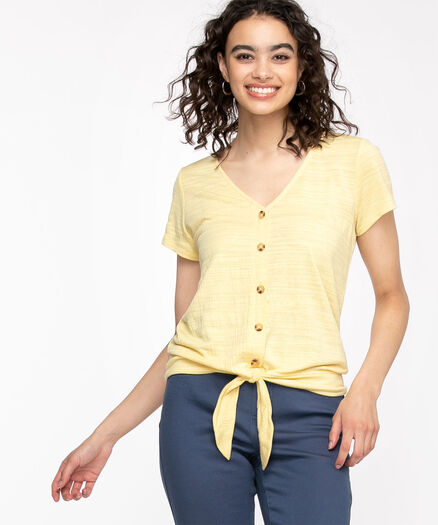 Button Up Tie Front Top, Popcorn