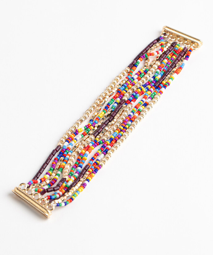 Multicolour Beaded Snap Bracelet Image 2