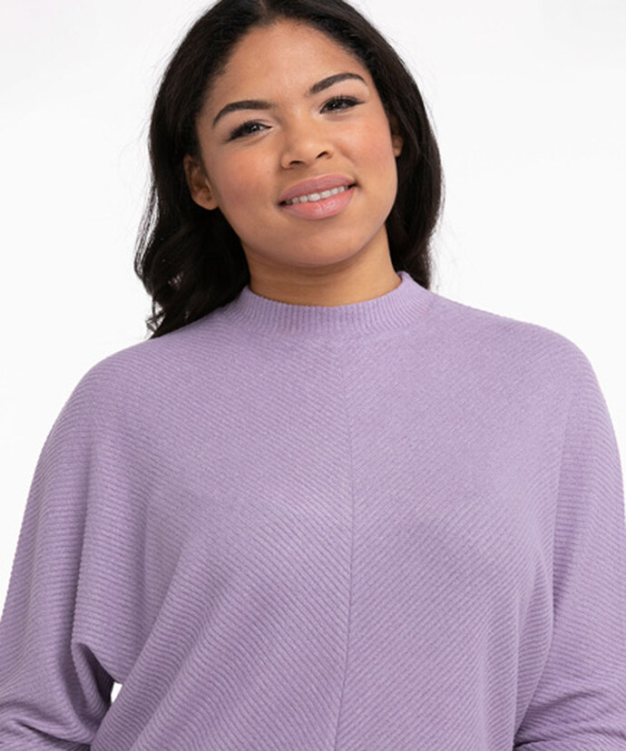 Ribbed Mock Neck Tunic Top Image 4