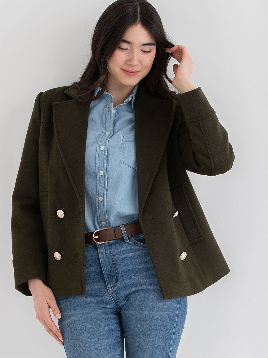 Pea coat green online