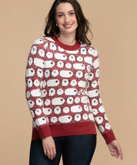 Lamb Pullover Sweater, Savvy Red/White Lambs Lamb Pullover Sweater, Savvy Red/White Lambs