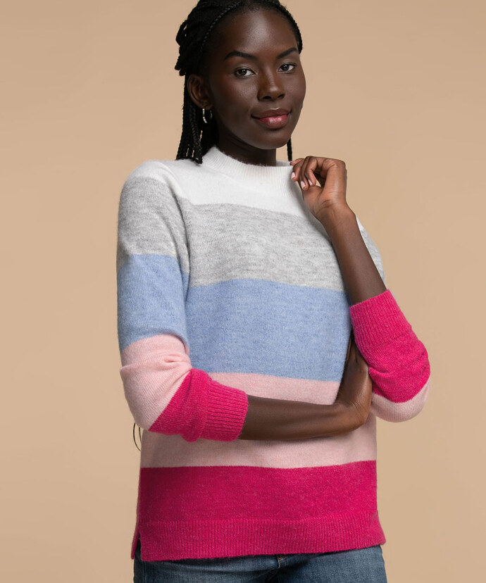 Eco-Friendly Colourblock Mock Neck Sweater Image 3