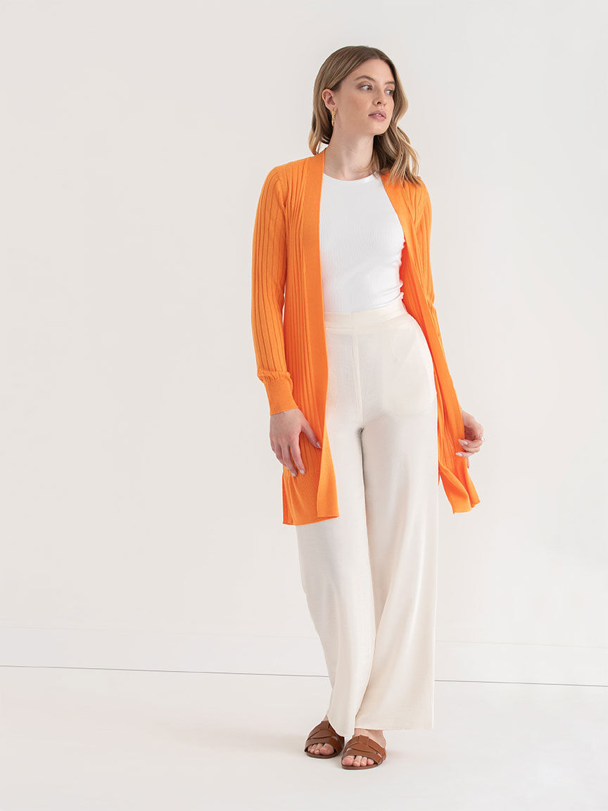 Long orange cardigan hot sale