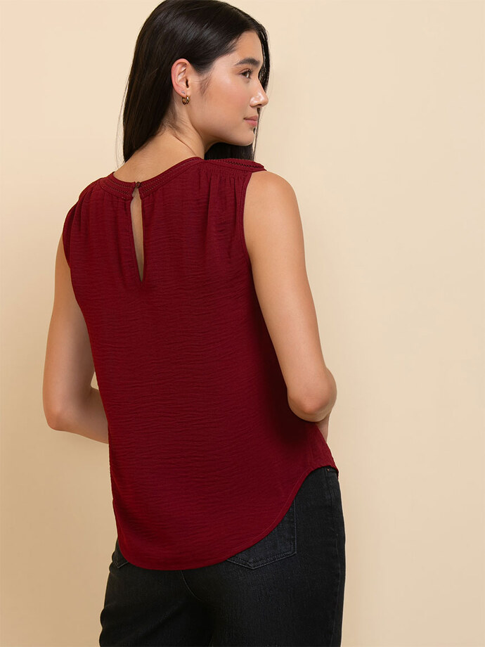 Sleeveless Blouse with Shoulder Trim Image 5