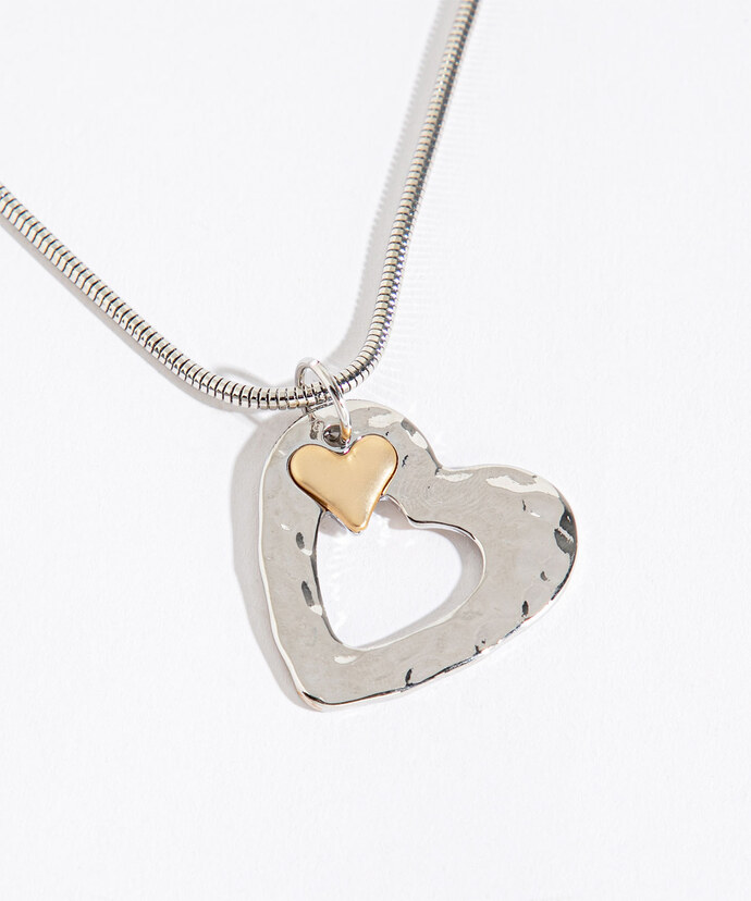 Snake Chain Necklace Metal Hearts Pendant Image 2
