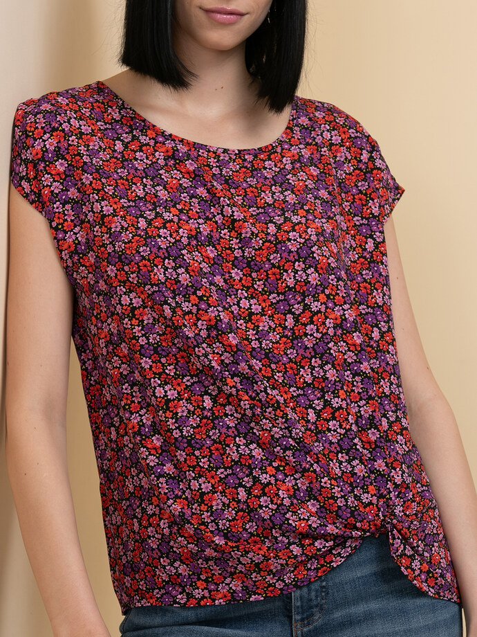 Short Sleeve Twist Front Print Blouse by Ripe Image 3