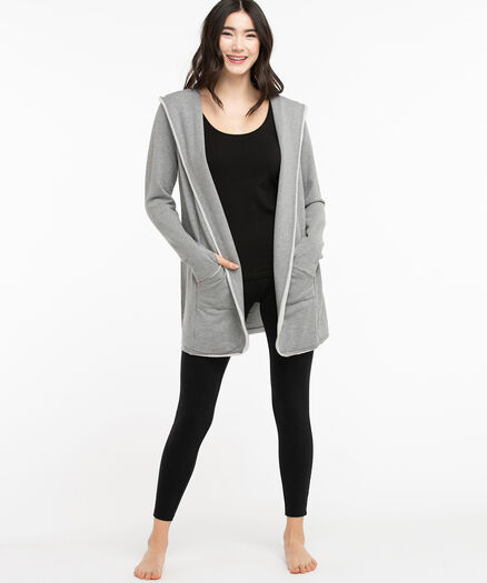 French Terry Hooded Cover-Up, Grey Melange